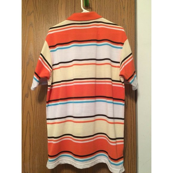 Design Lab Premium Polo Short Mens XL 3 Button Striped Multi Color Orange Yellow - Picture 8 of 12
